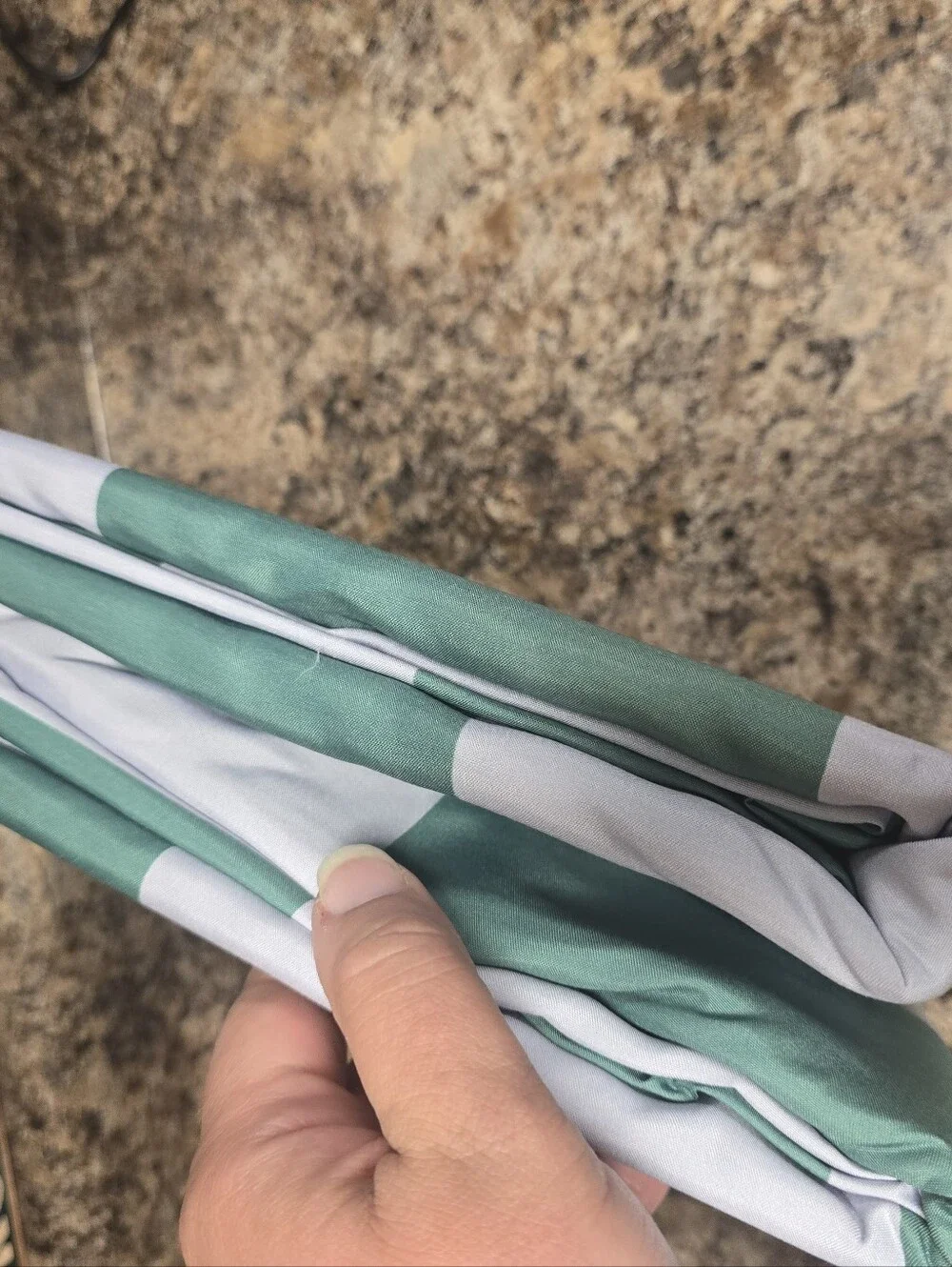 Green and White Checkerboard Folded Duvet COVER